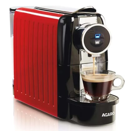 AGARO Galaxy Capsule Coffee Maker, Single Shot Espresso, Powerful 20 Bar Pressure, 650ml Water Tank, Automatic Temperature Control, Custom Brewing Volume, Anti Drip, Metal Body, Red. AGARO Galaxy Capsule Coffee Maker, Single Shot Espresso, Powerful 20 Ba