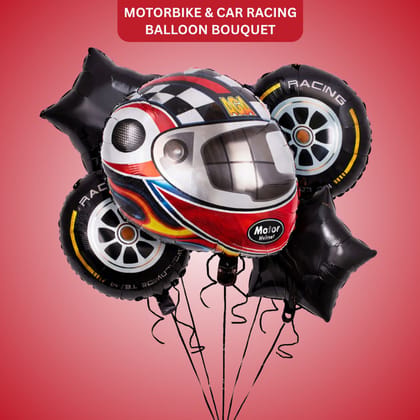 Motorbike & Car Racing Balloon Bouquet - Set of 5