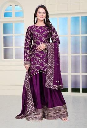 Designer Party Wear Sharara Suit With Sequence Embroidered Work Designer Party Wear Sharara Suit With Sequence Embroidered Work
