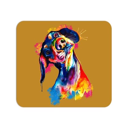 Tilted Head Rainbow Dog Mouse Pad