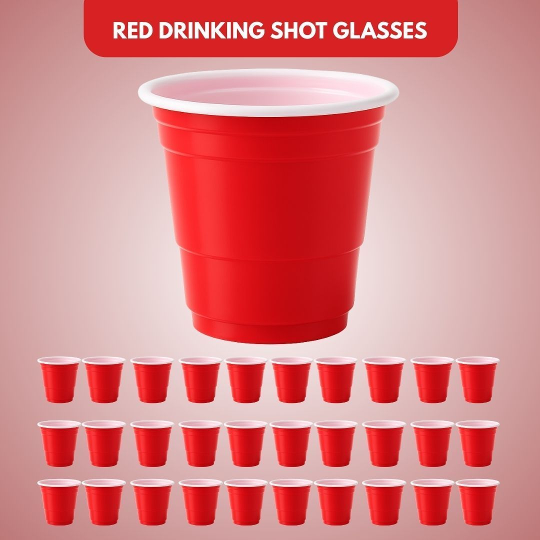 Red Drinking Shot Glasses for Serving Shots -30 PC