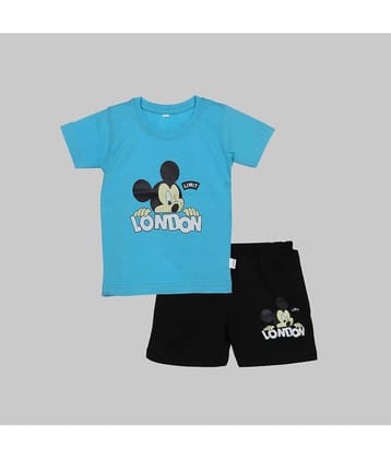 CATCUB Pack of 1 Baby Boys Cotton Blend T-Shirt & Shorts ( Orange )