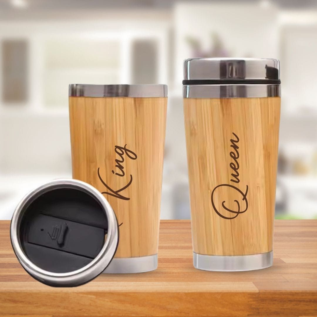 King & Queen Bamboo Tumbler Combo : Perfect Gifts for Couples