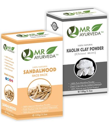 MR Ayurveda Organic Sandalwood Powder and Kaolin Powder Face Pack Masks 200 gm Pack of 2