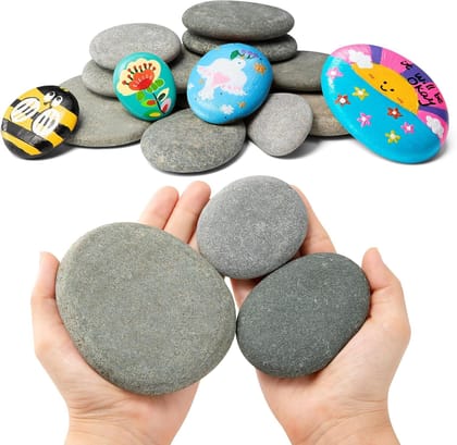Natural Smooth Painting Stones (Pack of 8) – Unpolished River Rocks for Acrylic Painting, Mandala Art, DIY Crafts, School Projects & Home Decor