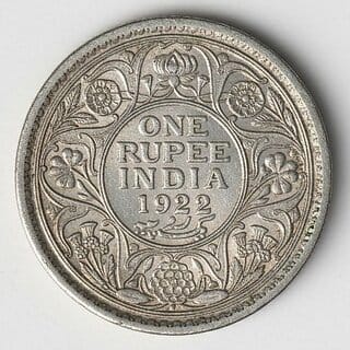 One Rupee 1922 King George 5th, British India Silver-plated old Coin Variant