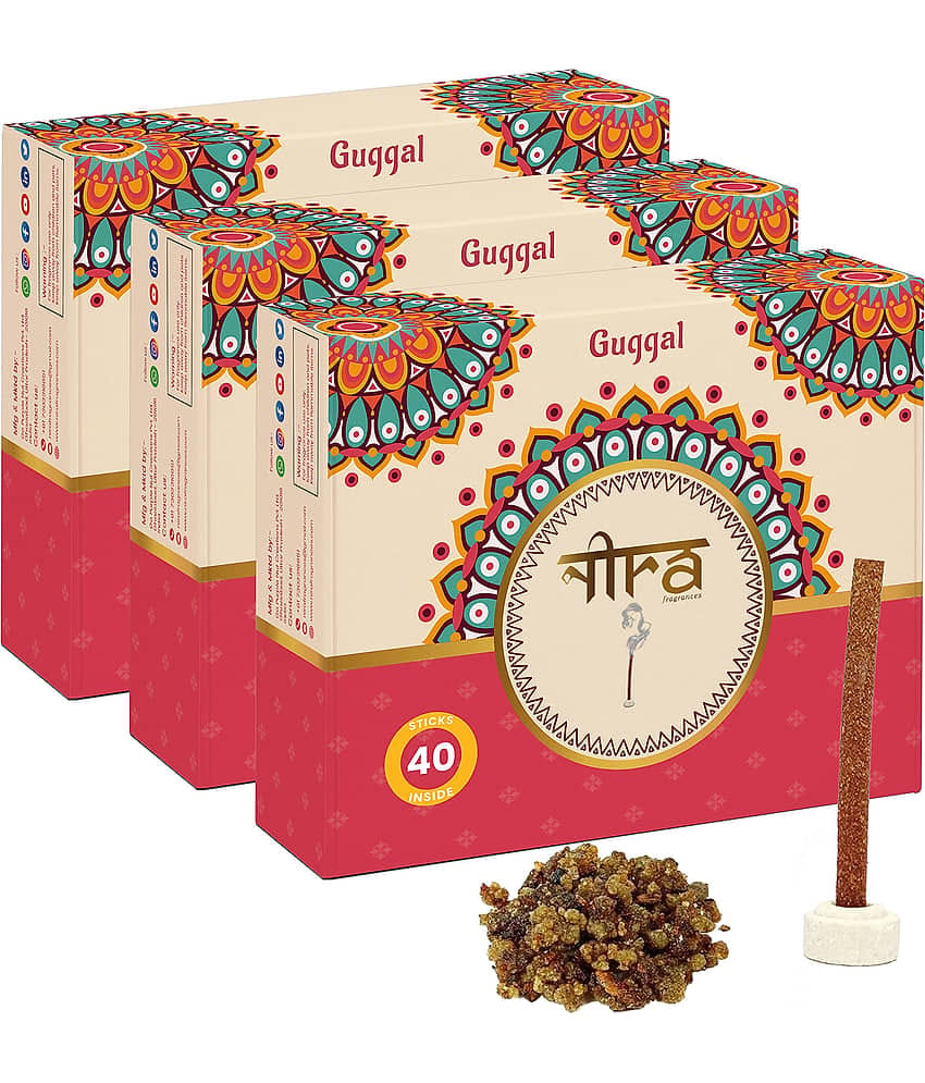 Nira Fragrances Incense Dhoop Sticks Guggal 120 Pieces ( Pack of 3 )