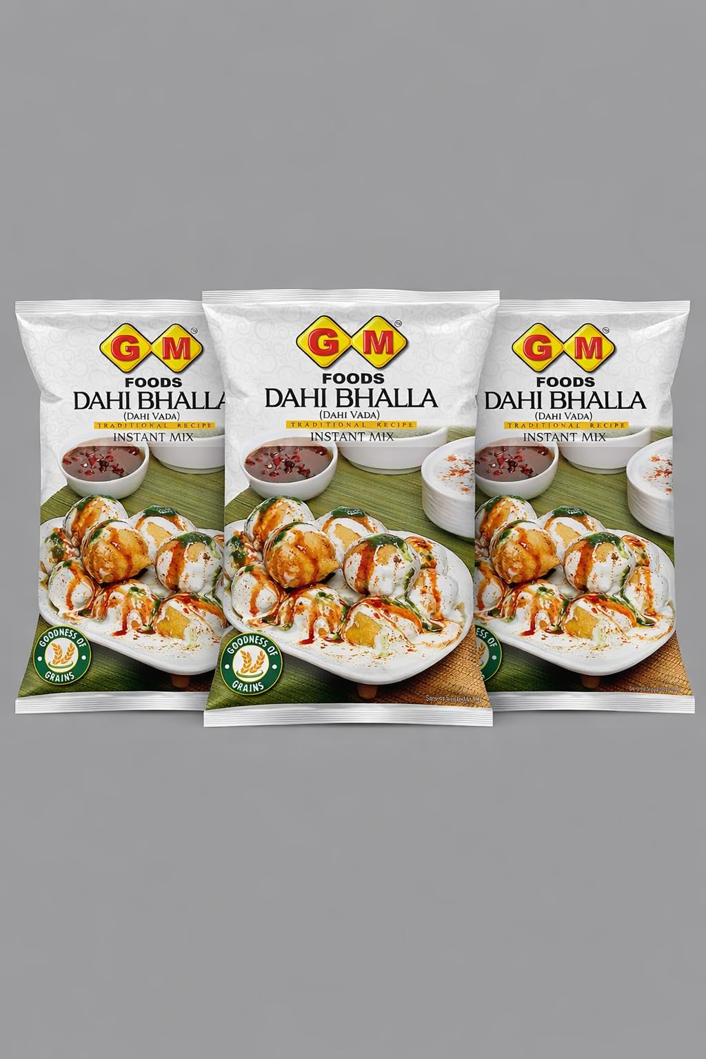 GM Foods Dahi Bhalla/Dhai Vada Flour 400 Gram (Pack Of 3) | Traditional Recipe | Ready to Cook Authentic Indian Chaat at Home | Made with Moong Dhuli and Urad Dhuli Lentils | No Preservatives
