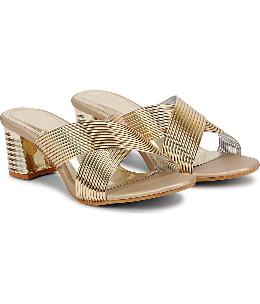 Ishransh - Gold Women's Slip On Heels