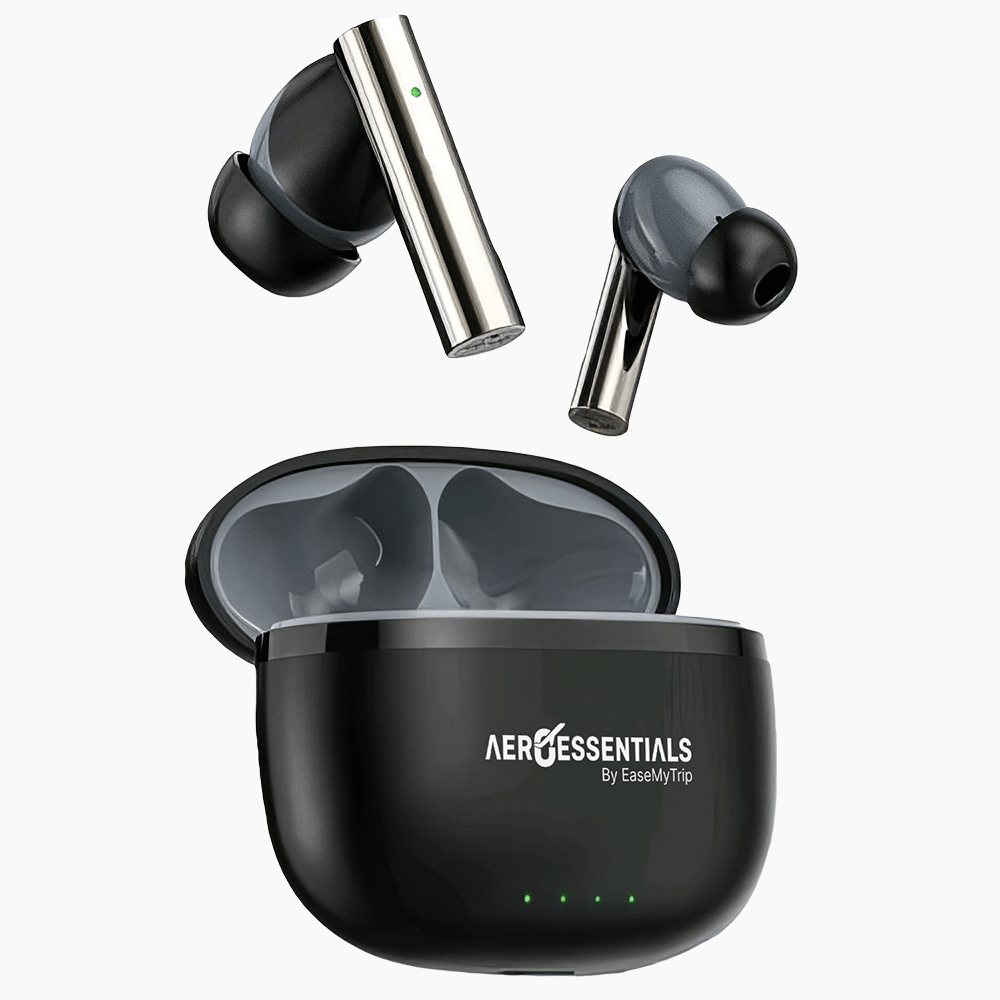 Aeroessentials AeroTune TWS Earbuds, 20 Hours Battery, Type-C Fast Charging, Touch Controls, Black