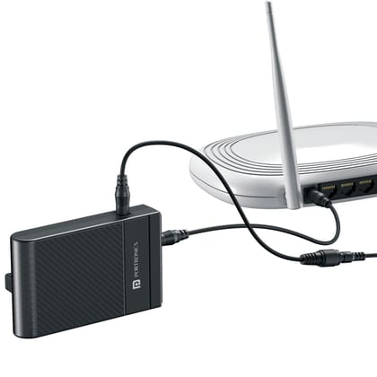 Portronics Power plus II Upto 4 Hours Backup, 2 x 2000 mAh Battery Capacity, 12V DC & Upto 3A Compatible Device, 2.1mm & 5.5mm DC Pin