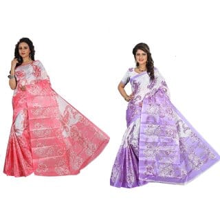 SVB Saree Multicolour Taffeta Silk Saree Without Blouse Piece