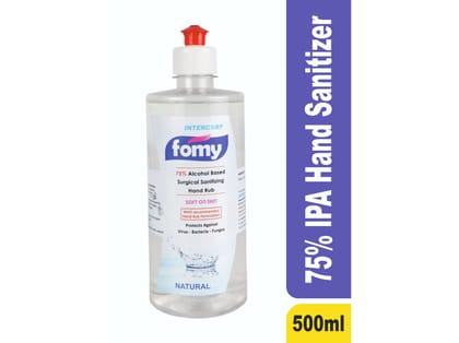 Intercorp Fomy 75% Isopropyl Alcohol-based Hand Rub Sanitizer and Disinfectant- 500ml (Natural)