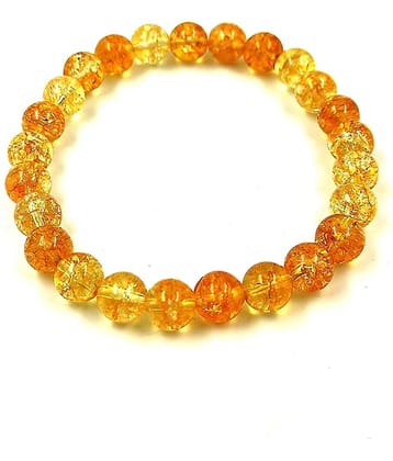 KESAR ZEMS Natural Citrine Stone Bracelet Stretchable Bracelet  For Unisex  (10 x 2 x 1 CM) Orange.