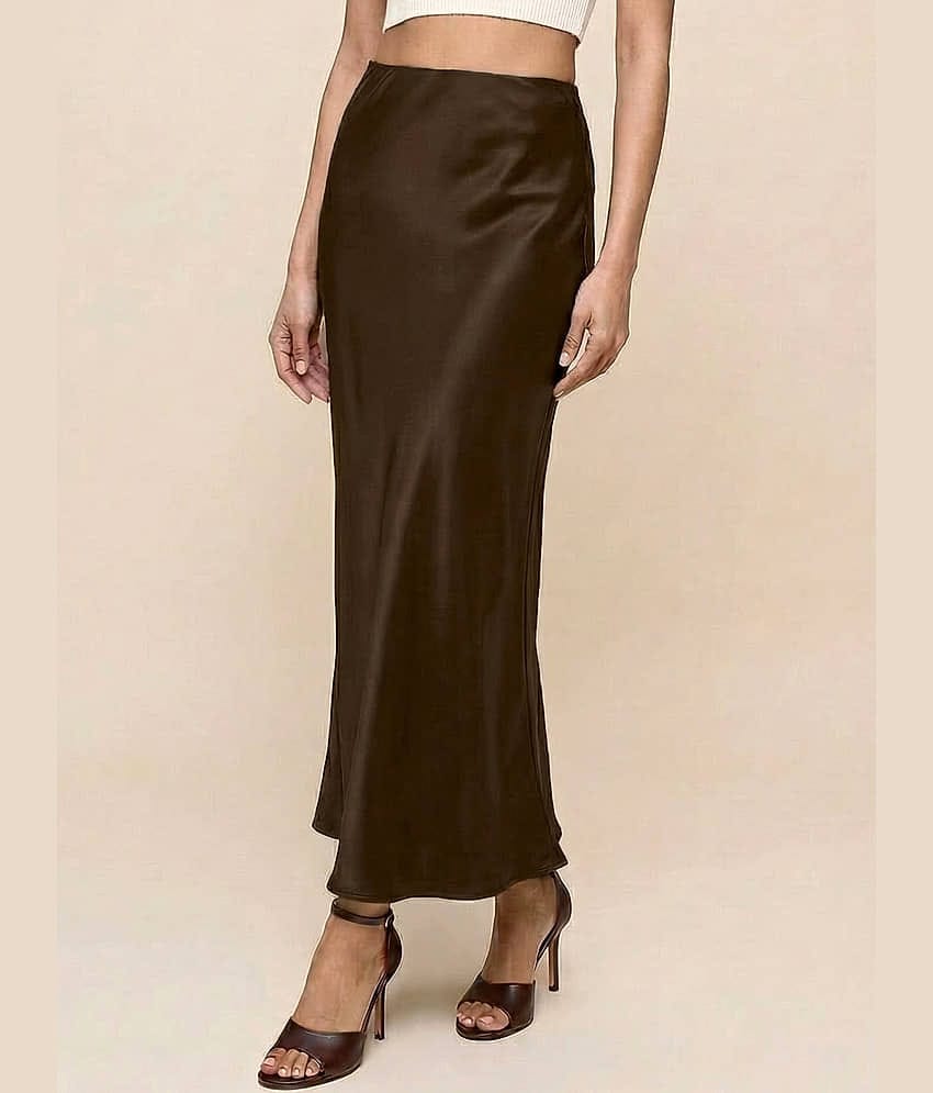 Addyvero Brown Satin Women's A-Line Skirt ( Pack of 1 )