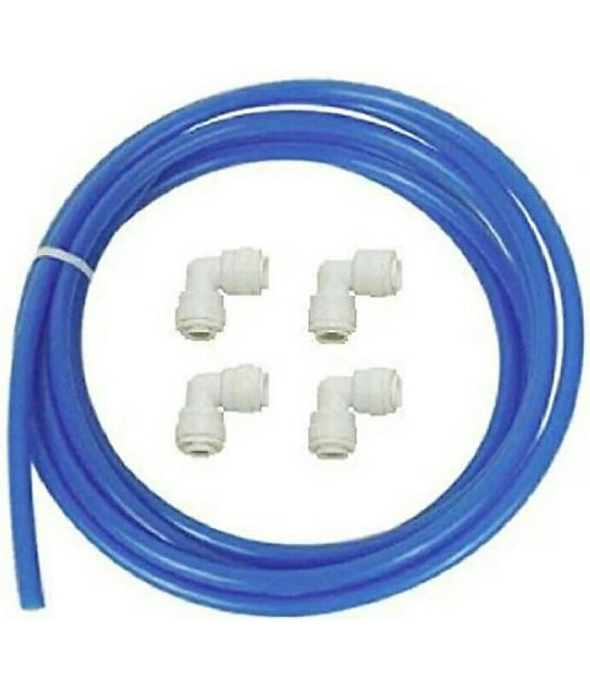RO Flexible PIpe Tube 1/4" 10 meter Blue + 1/4 QC X 14 QC Elbow 4 pcs. suited for all type of RO UV Water Purifier