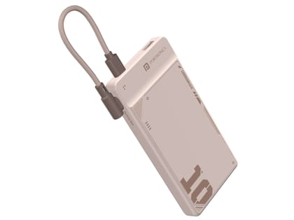 Portronics Luxcell Uno 10K 10000 mAh 22.5W Fast Charging Power Bank with Detachable Type C Cable, Ultra Slim Power Bank with Mach USB-A Output, Type C - Mocha Portronics Luxcell Uno 10K 10000 mAh 22.5W Fast Charging Power Bank with Detachable Type C Cable, Ultra Slim Power Bank with Mach USB-A Output, Type C - Mocha