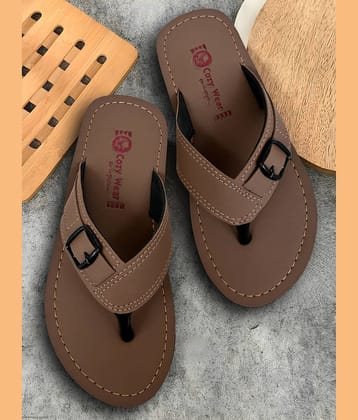 Cozy Wear Brown Men's Thong Flip Flop