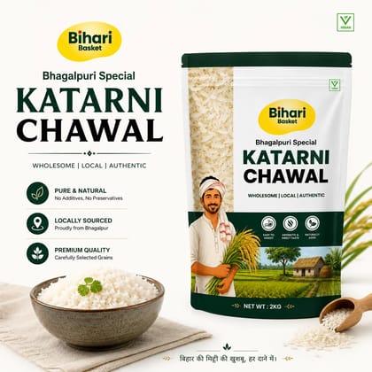 Bhagalpuri Katarni Chawal (GI Tagged Rice) 2Kg- Bihari Basket