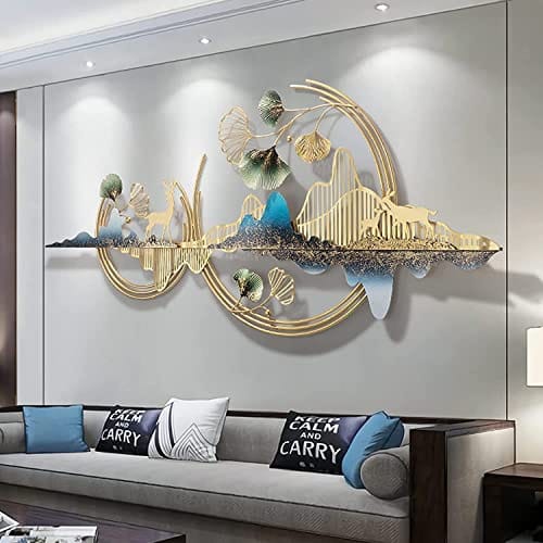 Wall Art Mountain with Deer for Living Room (52 * 24 Inches) Wall Decoration | Modern Wall Hanging for Bedroom &