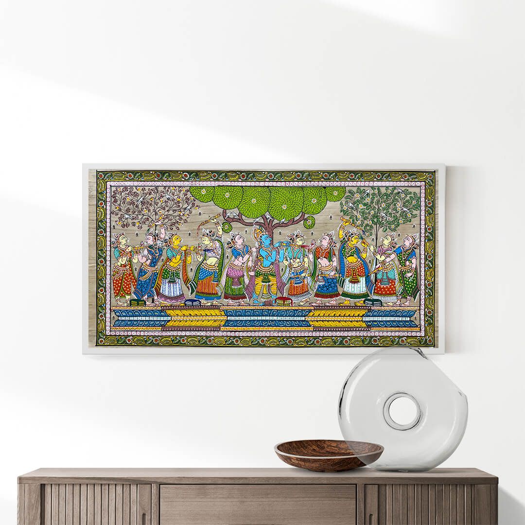 Krishna Rasleela Patta Tussar Painting
