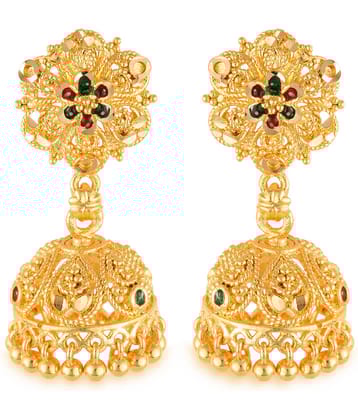 VIVASTRI Golden Jhumki Earrings ( Pack of 1 )
