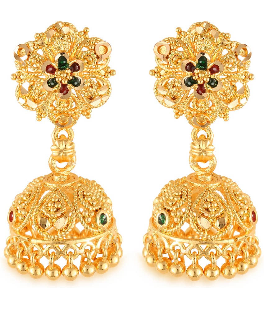 VIVASTRI Golden Jhumki Earrings ( Pack of 1 )