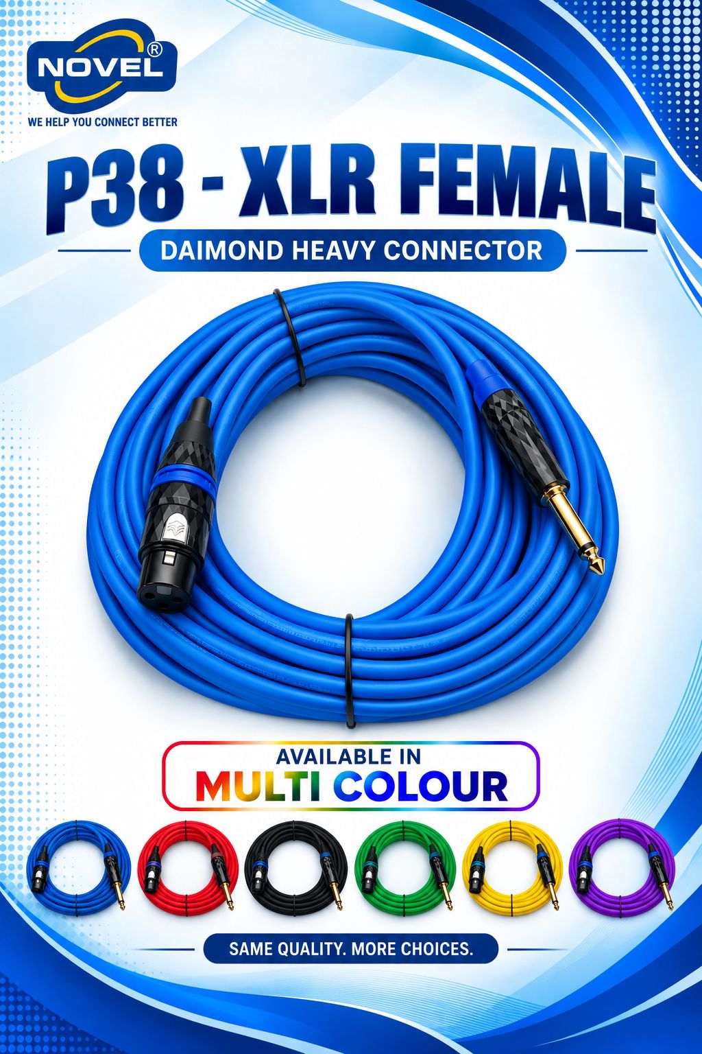 NOVEL P38 - XLR MALE DIAMOND CONNECTOR HEAVY CABLE 10 YARD