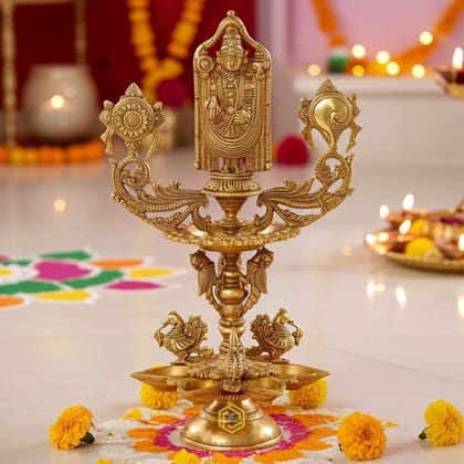 Brass Tiruipati Bala Ji Decorative Oil Lamp Deepak  - Divine Deepak for Mandir & Home, Height : 20 Inch (BSMAS1205 A)