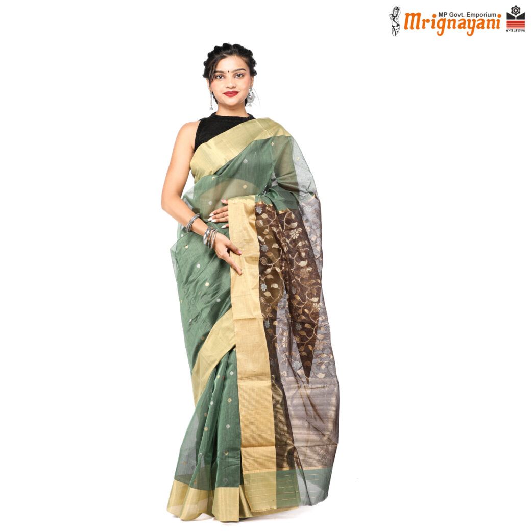 HANDLOOM CHANDERI SILK SAREE WITH BLOUSE (SKU - 1SC107310522, SAREE-1095)