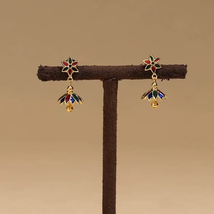 Multicolor - Handcrafted Paka Meenakari Earrings 124 Multicolor - Handcrafted Paka Meenakari Earrings 124
