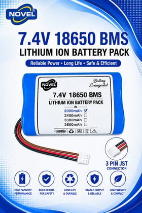 NOVEL 7.4V 18650 BMS LITHIUM ION DUAL BATTERY PACK WITH DC FEMALE- 2000mAh