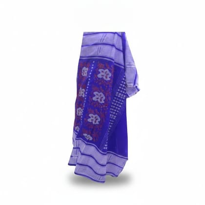 Floral Pattern Blue Saree