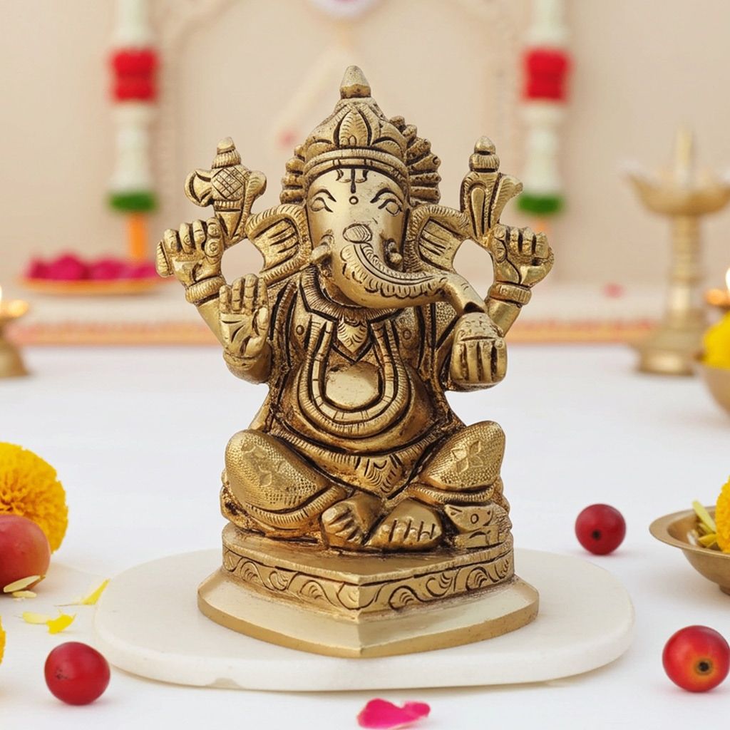Brass Showpiece Ganesh Ji God Idol Statue (BSMAS1336 G)