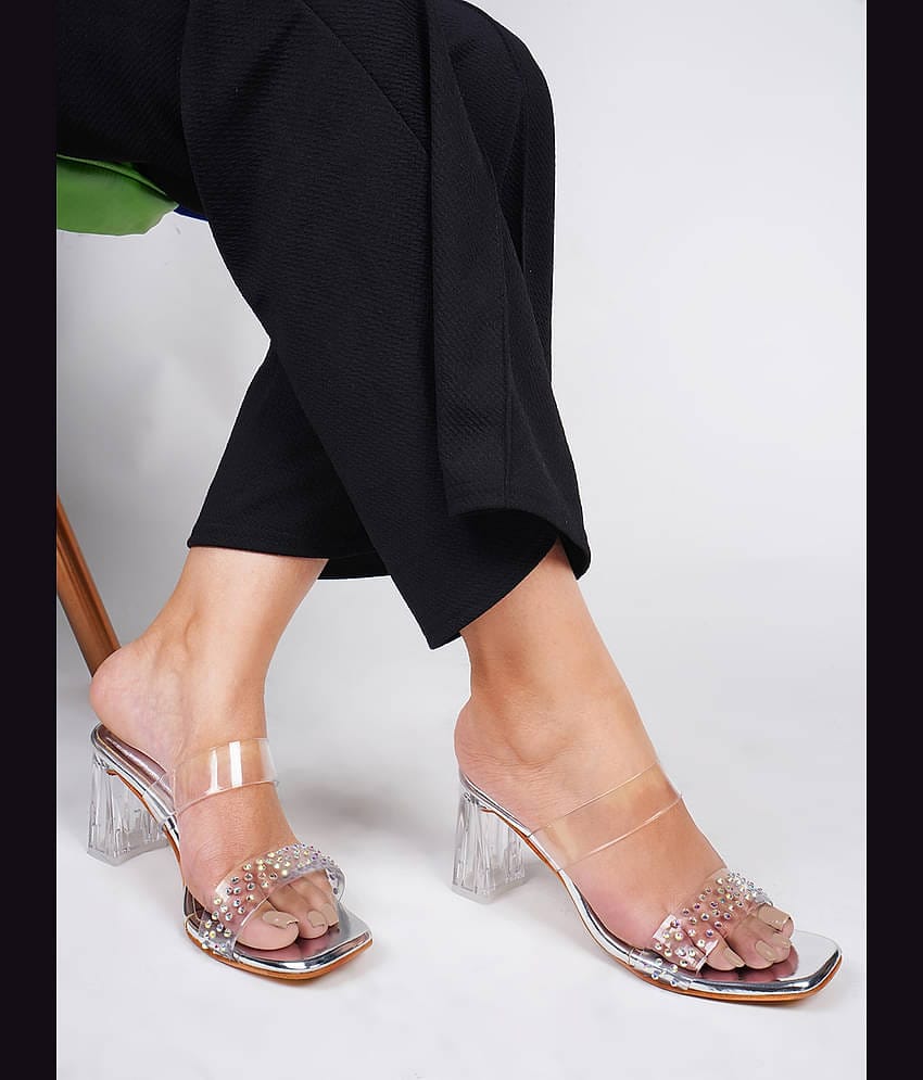 JM Looks Silver Women's Sandal Heels