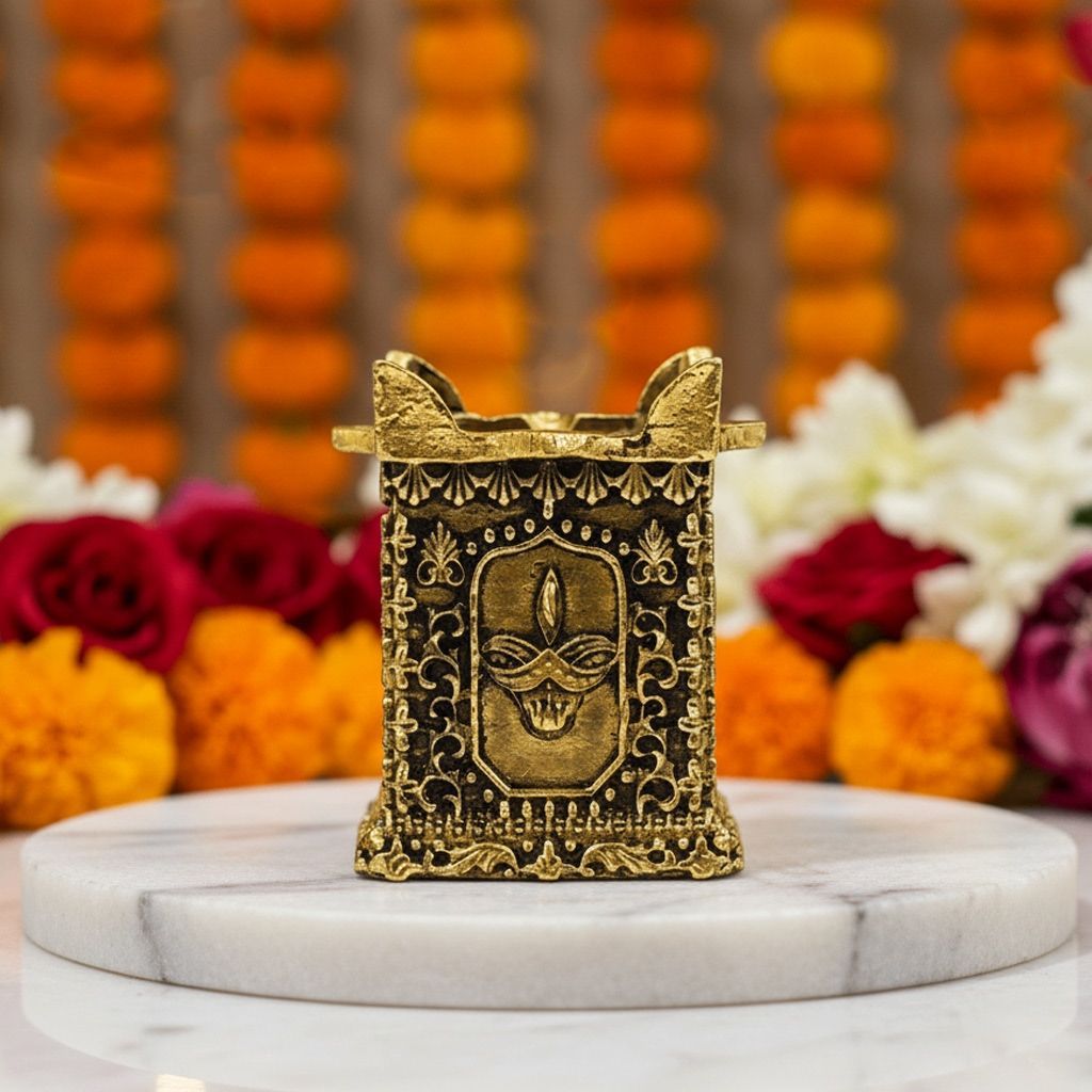 Small Brass Deepak | Traditional Oil Lamp for Puja, Height : 1 Inch (BSMAS1859 B)