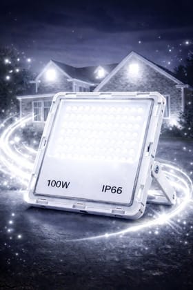 SPARKWORLD 100W IP66 Waterproof LED Flood Light High-Lumen Outdoor Security & Area Lighting | Colour: White SPARKWORLD 100W IP66 Waterproof LED Flood Light High-Lumen Outdoor Security & Area Lighting | Colour: White
