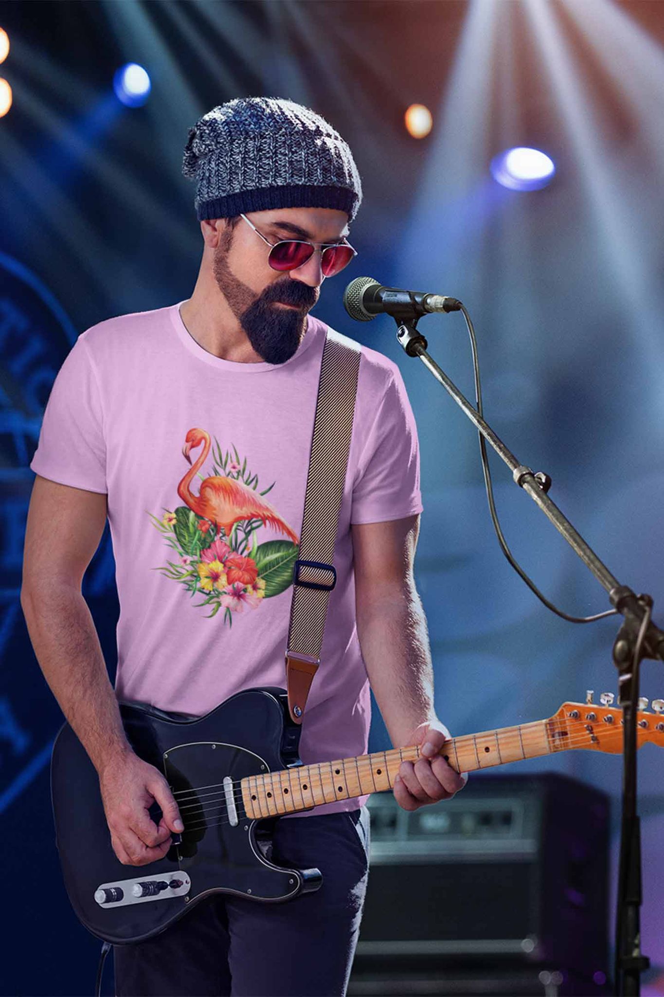 Round Neck T-Shirt (Men) - Fashionable Flamingo (11 Colours)