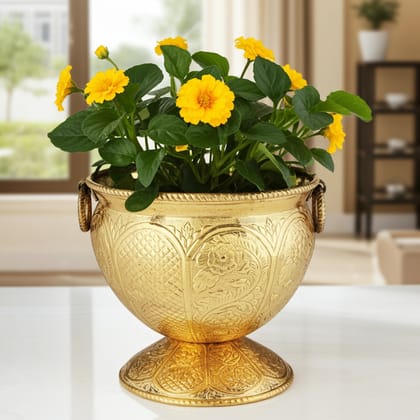 Brass Planter Gamla � Traditional Handcrafted Planter, Height : 14.5 Inch (FMAS597 D)