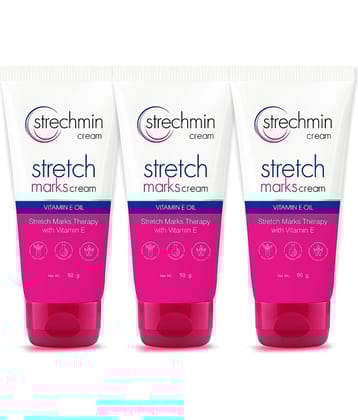 Stretchmin Stretch Mark Cream for Women with Vitamin E, Reduces Stretch Marks, 50g Each - Pack of 3