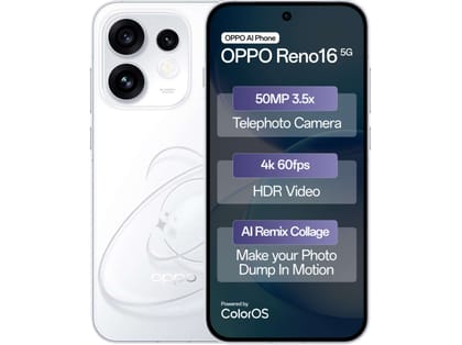 Oppo Reno 16 5G Smartphone, 12GB RAM, 256GB Storage - Starry White