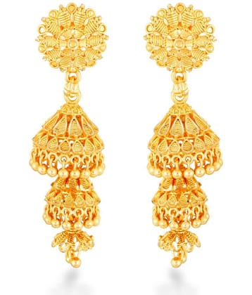 VIVASTRI Golden Jhumki Earrings ( Pack of 1 )