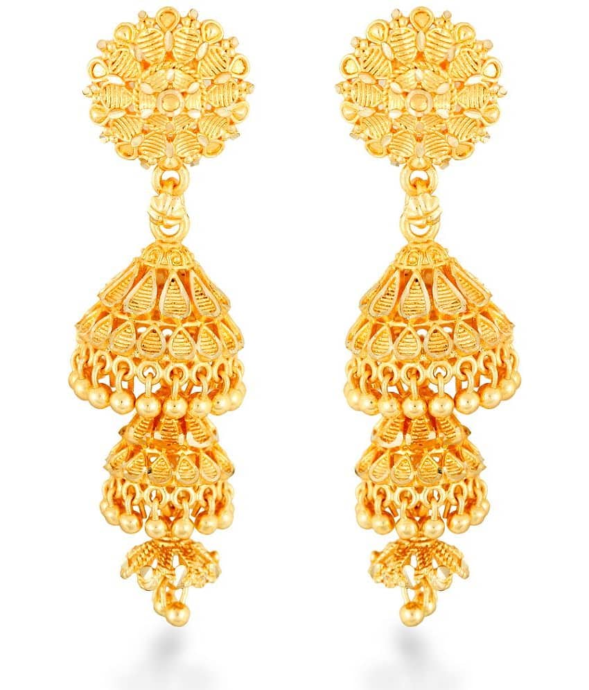 VIVASTRI Golden Jhumki Earrings ( Pack of 1 )
