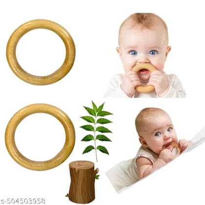 Neem Wood Baby Teether Ring Set of 2 | Natural & Safe for Teething Babies Neem Wood Baby Teether Ring Set of 2 | Natural & Safe for Teething Babies