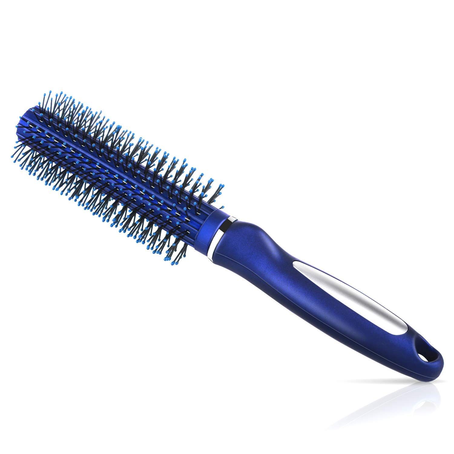 Elecsera Professional Round Comb with Soft Nylon Bristles, Upgrade Plastic Durable, Round Brush for man, Comb Twill Arrangement Gentle and Softer, Blow Dry Brush Round Combs for men - Blue