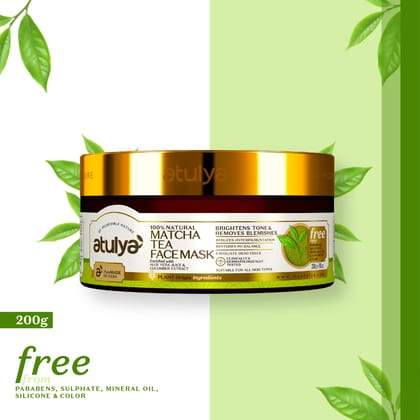 Atulya Matcha Tea Face Mask | Brightens Tone and Removes Blemishes - 200gm