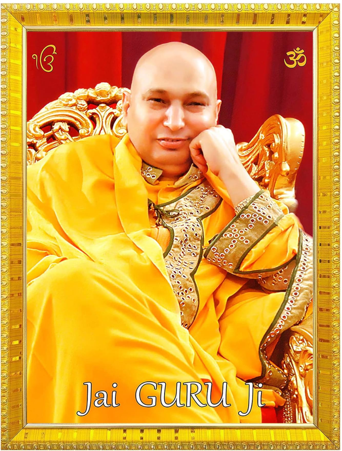 NOKKES Jai Guru Ji Swaroop Shukrana Guru Ji Golden 5X7 Inch Photo Frame_AQW7