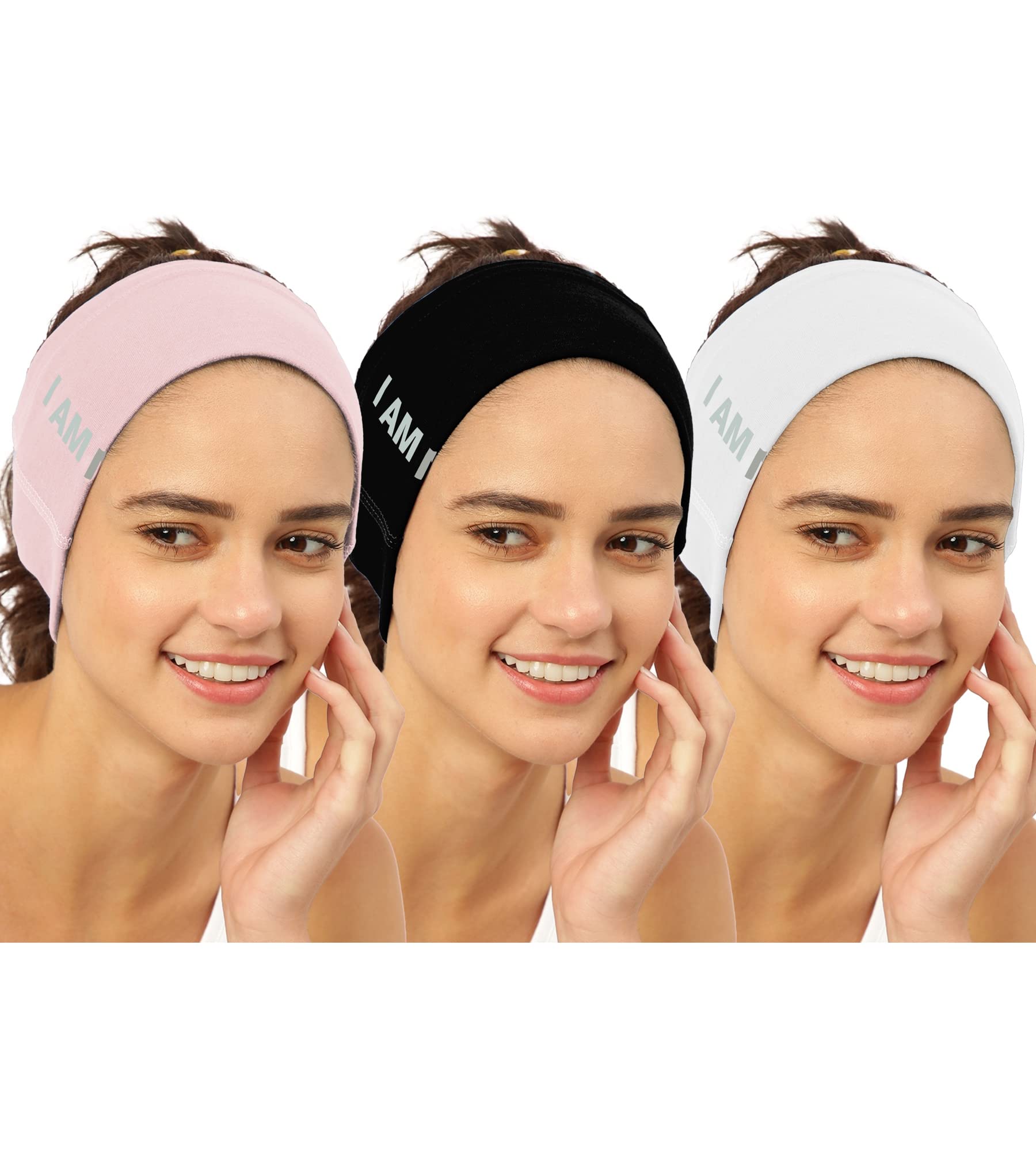 FREECULTR Unisex Bamboo Bandana, Anti Microbial Super Soft & Comfort Fit, Breathable Multipurpose Headband, Face Mask for Dust Protection and Sun - Size Printed Pack of 3-Black, Peach, White
