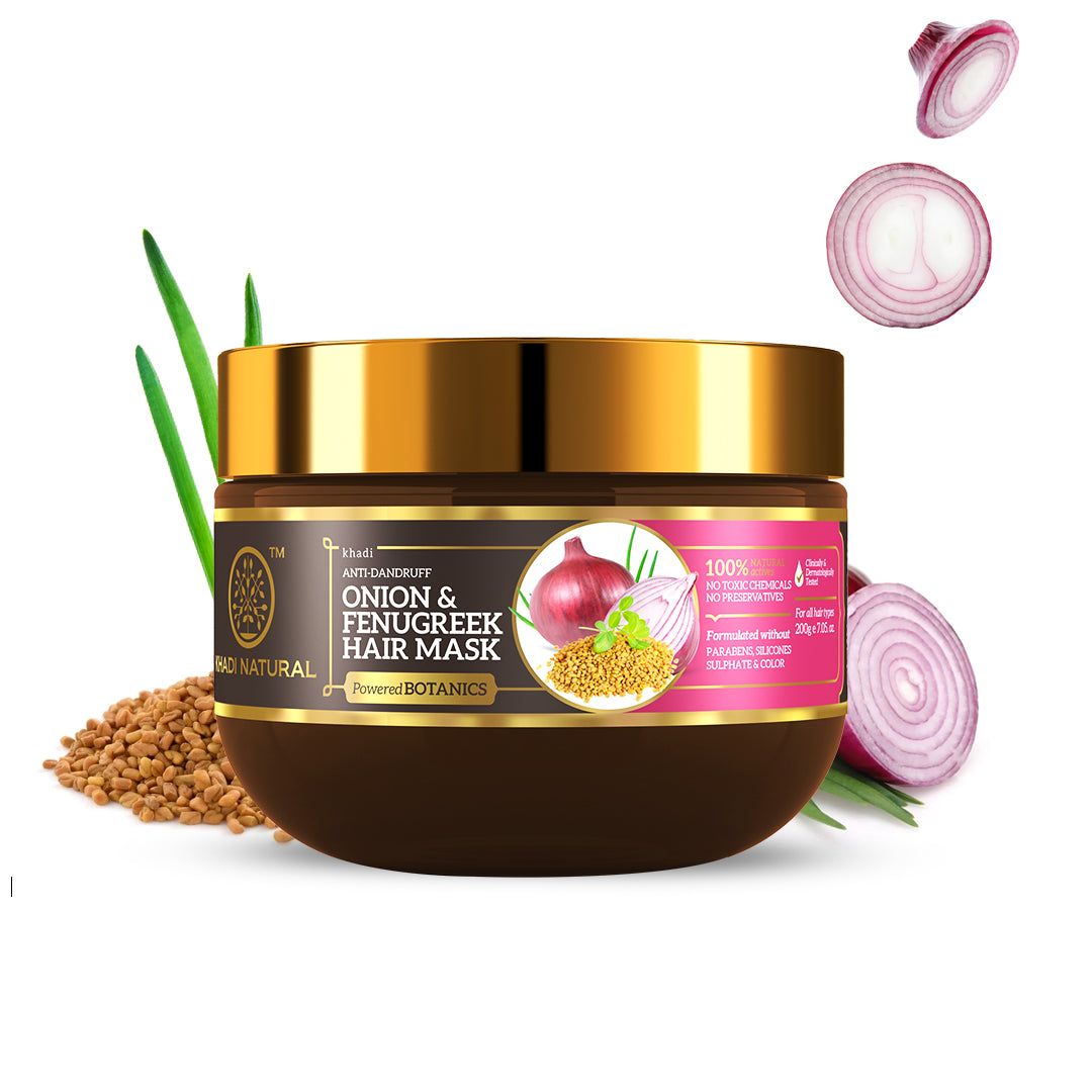 Khadi Natural Onion & Fenugreek Hair Mask – SLS, Paraben & Color Free - 200gm