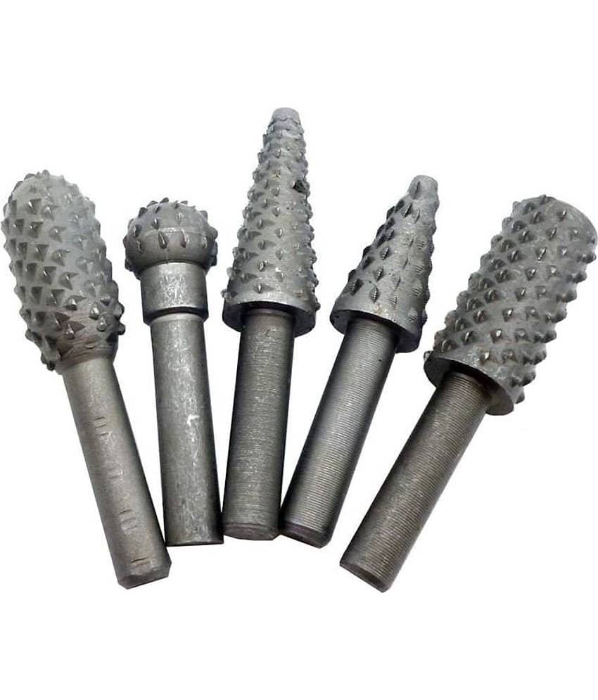Electomania Drill Bits Set Wood Carving File Rasp Drill Bit of 5 Pcs 1/4" 6mm Shank Tool Power Tools Woodworking Chisel Shaped Rotating Embossed Grinding Head (Black)